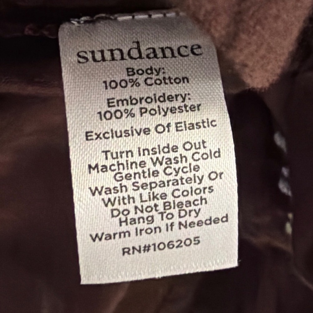 Sundance Brown Embroidered Floral Bird Peasant Blouse Boho Top PM Womens - Picture 7 of 11